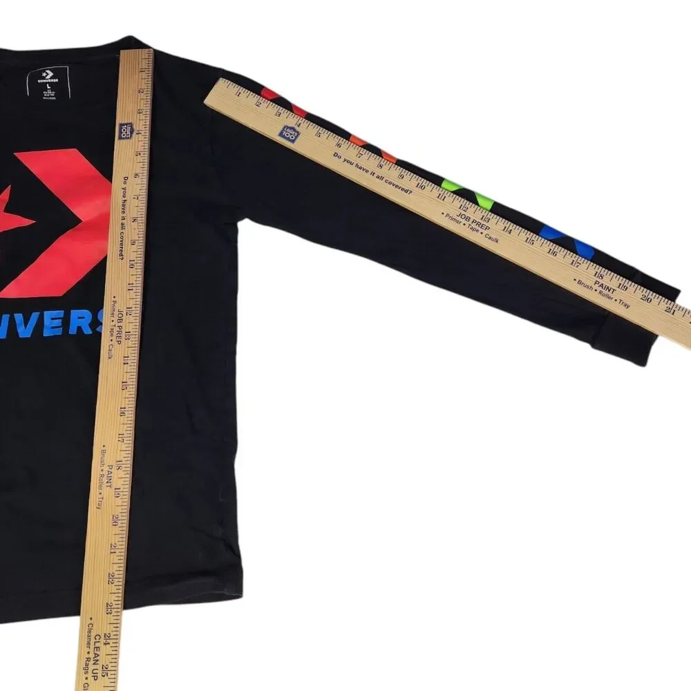 All Star Converse Youth Size Large Long Sleeve Iconic Logo Shirt Crew Neck Black